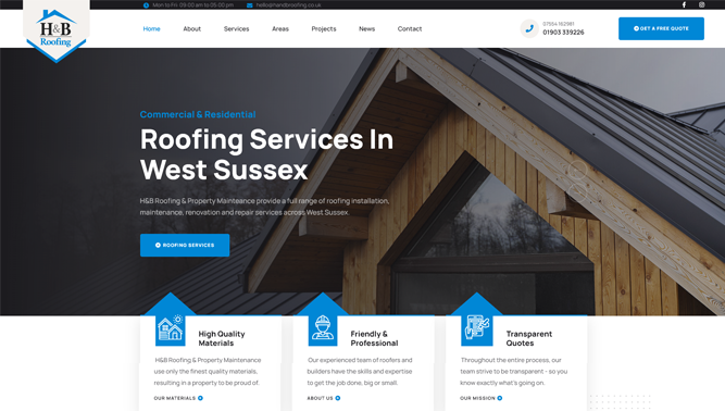 H&B Roofing Website Preview