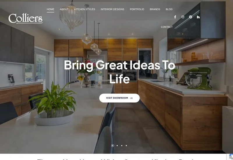 Homepage with a fitted kitchen and the headline “Bring Great Ideas To Life”