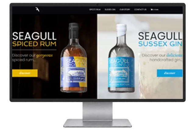 Seagull Spirits website shown on a modern desktop monitor