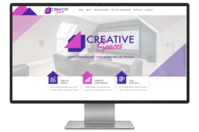 Creative Spaces website shown on a modern desktop monitor
