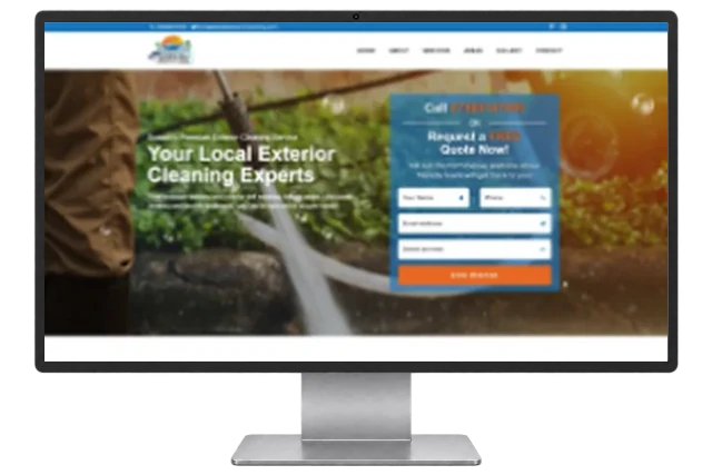 Seaside Exterior Cleaning website shown on a modern desktop monitor