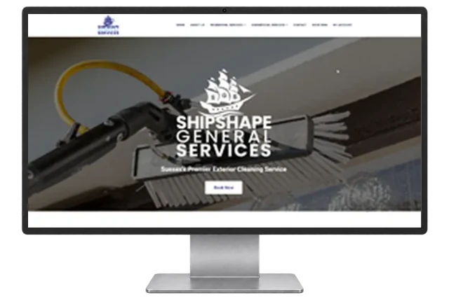 Shipshape General Services website shown on a modern desktop monitor
