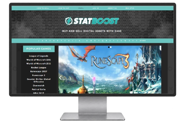 Statboost website shown on a modern desktop monitor
