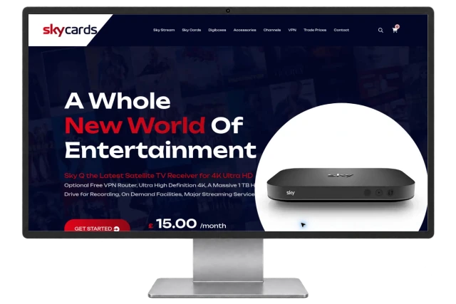 Skycards EU website shown on a modern desktop monitor