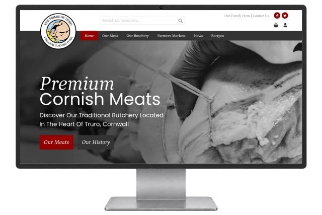 Primrose Herd website shown on a modern desktop monitor